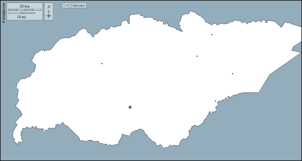 トレインタ・イ・トレス県 : d-maps.com: 無料地図, 無料の空の地図, 無料のアウトラインマップ, 無料のベースマップ
 : 輪郭, 主要都市