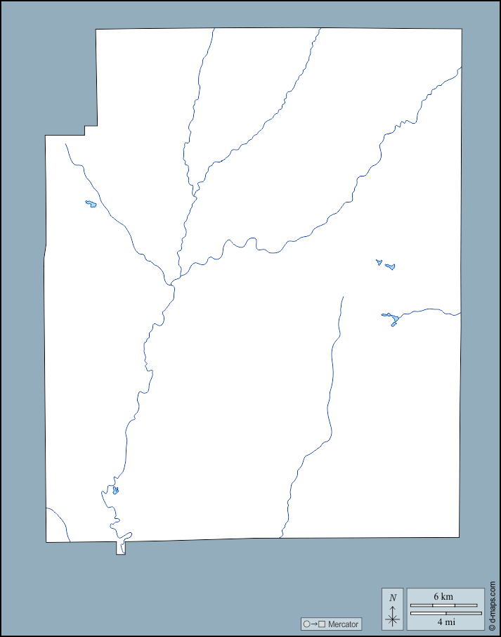 Contea di Coffee : d-maps.com: mappa gratuita, mappa muta gratuita, cartina muta gratuita : contorni, idrografia