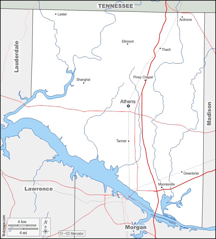 Contea di Limestone : d-maps.com: mappa gratuita, mappa muta gratuita, cartina muta gratuita : frontiere, idrografia, principali città, strade, nomi