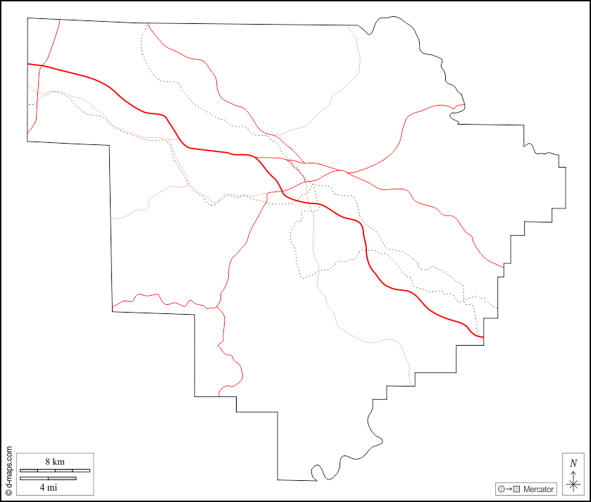 Contea di Walker : d-maps.com: mappa gratuita, mappa muta gratuita, cartina muta gratuita : contorni, strade, bianco