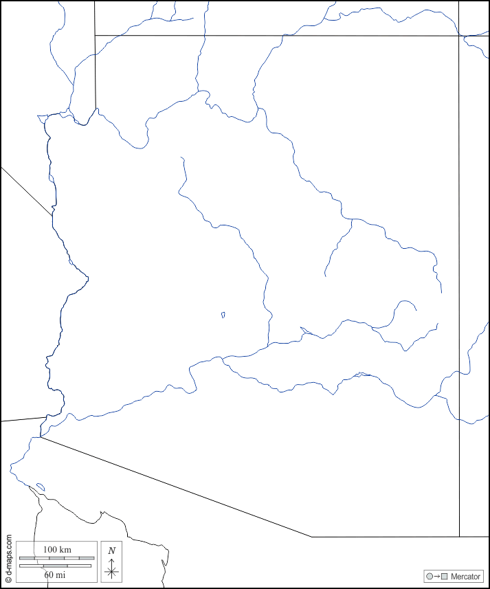 Аризона : d-maps.com: Бесплатная карта, бесплатная карта, свободная карта, Бесплатная базовая карта
 : границы, гидрографии, Белый