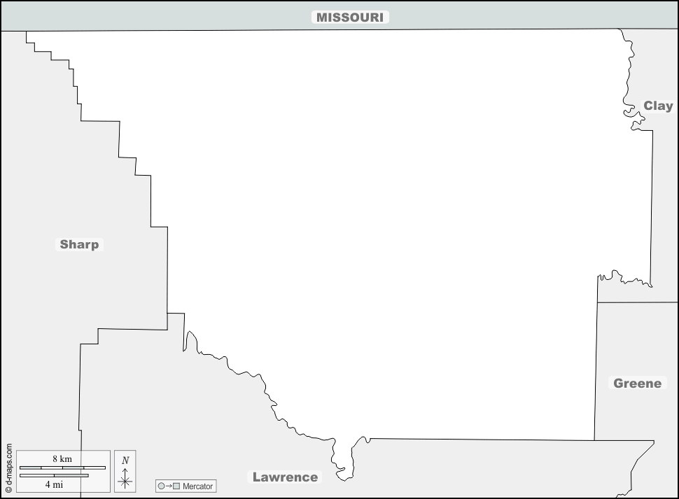Contea di Randolph : d-maps.com: mappa gratuita, mappa muta gratuita, cartina muta gratuita : frontiere, nomi