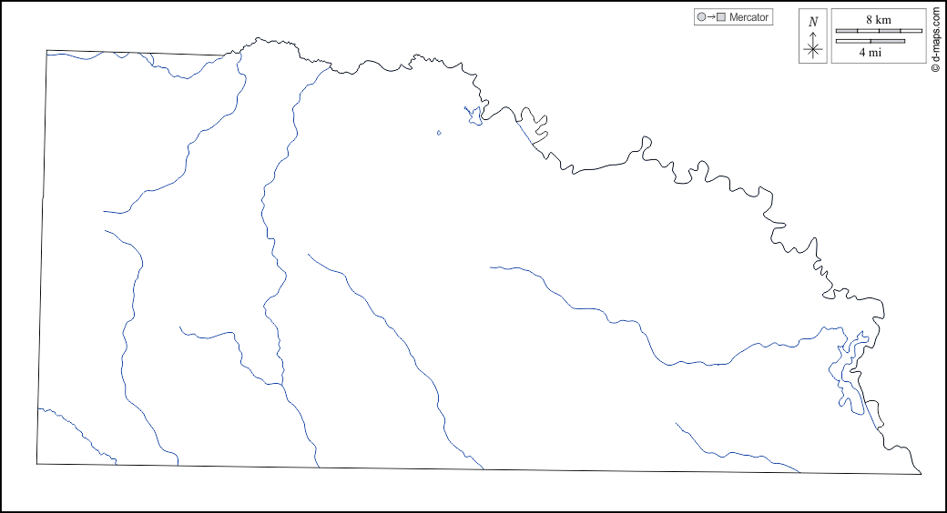 Contea di Union : d-maps.com: mappa gratuita, mappa muta gratuita, cartina muta gratuita : contorni, idrografia, bianco
