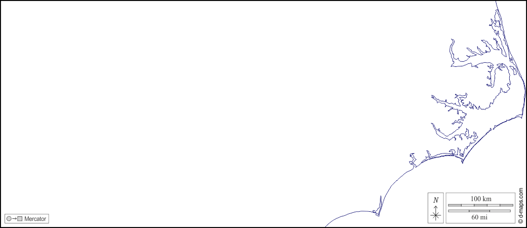 كارولينا الشمالية : خريطة مجانية, خريطة خاليه من الفراغ, خريطة الخطوط العريضة, خريطة القاعدة الحرة
 : سواحل, أبيض