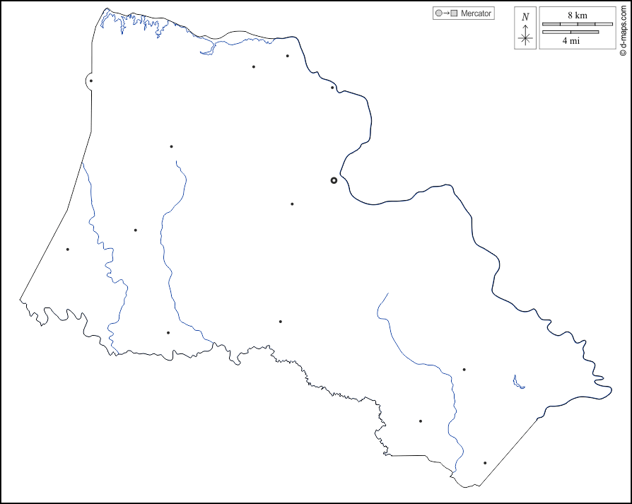 Contea di Halifax : d-maps.com: mappa gratuita, mappa muta gratuita, cartina muta gratuita : contorni, idrografia, principali città, bianco