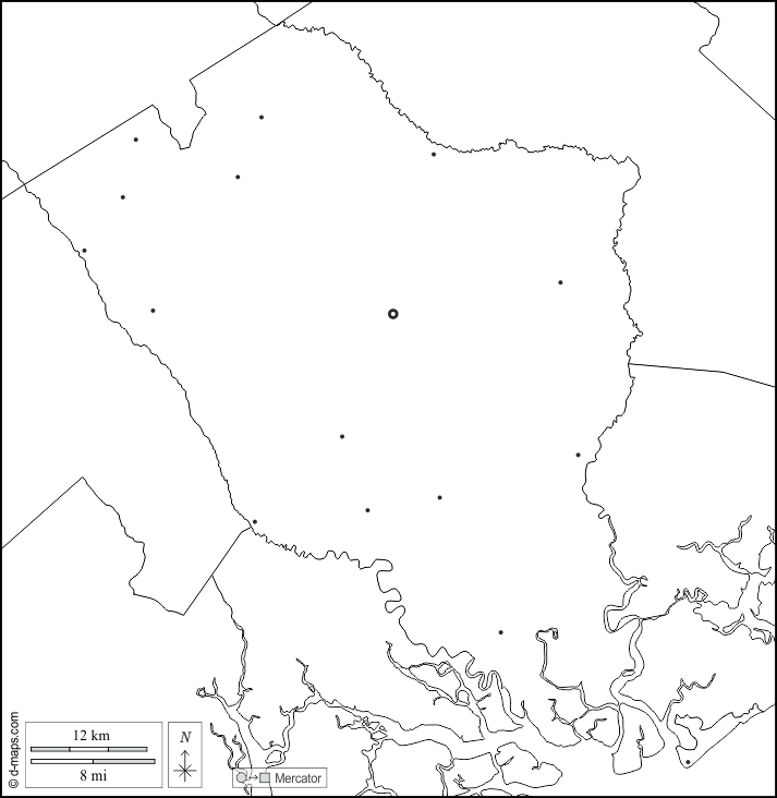 Colleton County : d-maps.com: free map, free blank map, free outline map, free base map : boundaries, main cities, white
