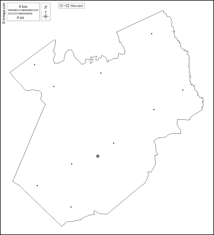 Contea di Kershaw : d-maps.com: mappa gratuita, mappa muta gratuita, cartina muta gratuita : contorni, principali città, bianco
