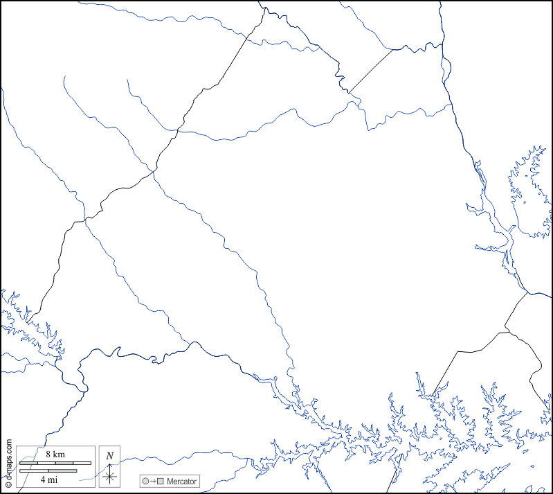 Contea di Newberry : d-maps.com: mappa gratuita, mappa muta gratuita, cartina muta gratuita : frontiere, idrografia, bianco