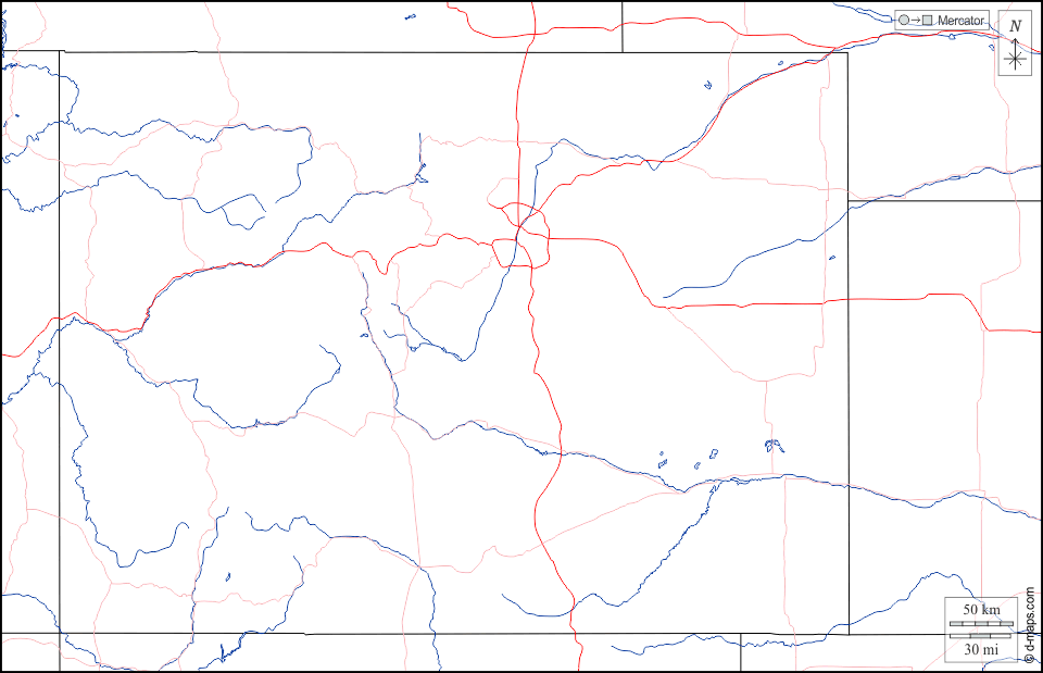 Colorado : d-maps.com: Kostenlose Karten, kostenlose stumme Karte, kostenlose unausgefüllt Landkarte, kostenlose hochauflösende Umrisskarte : Grenzen, Hydrografie, Straßen, weiß