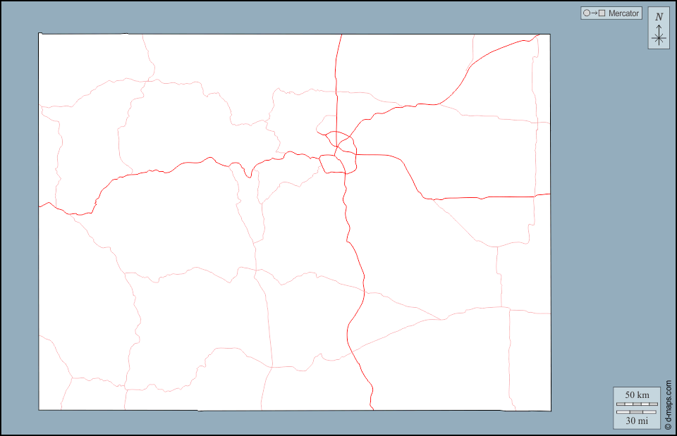 Колорадо : d-maps.com: Бесплатная карта, бесплатная карта, свободная карта, Бесплатная базовая карта
 : контур, дорог