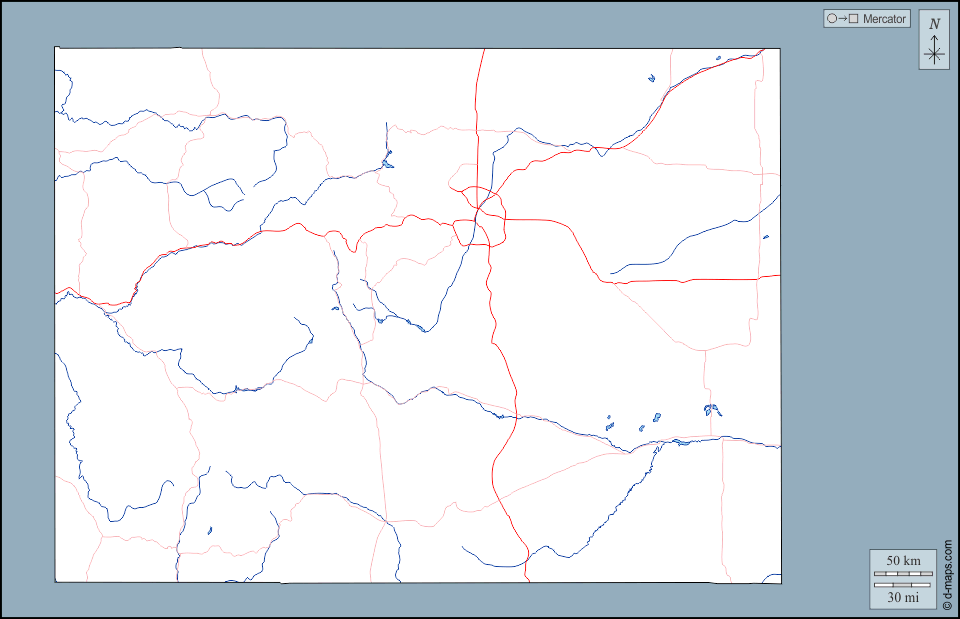 Colorado : d-maps.com: carte géographique gratuite, carte géographique muette gratuite, carte vierge gratuite, fond de carte gratuit, formats graphiques courants : contours, hydrographie, routes