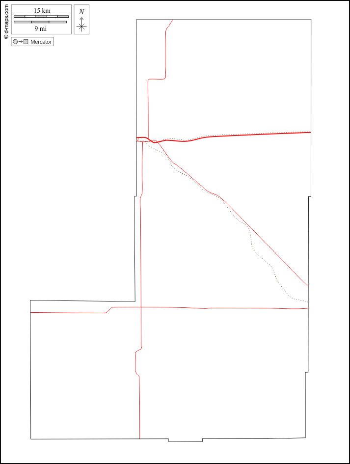 Contea di Lincoln : d-maps.com: mappa gratuita, mappa muta gratuita, cartina muta gratuita : contorni, strade, bianco