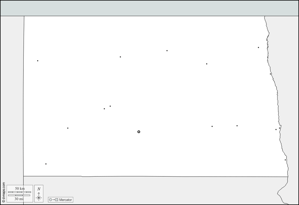 North Dakota : d-maps.com: Kostenlose Karten, kostenlose stumme Karte, kostenlose unausgefüllt Landkarte, kostenlose hochauflösende Umrisskarte : Grenzen, Wichtige Städte