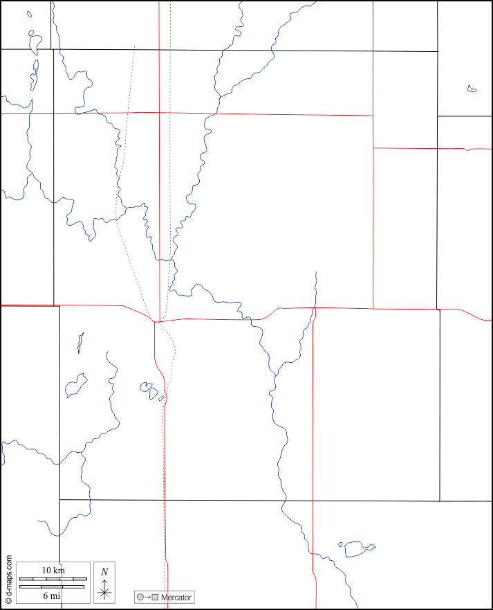 Contea di Spink : d-maps.com: mappa gratuita, mappa muta gratuita, cartina muta gratuita : frontiere, idrografia, strade, bianco