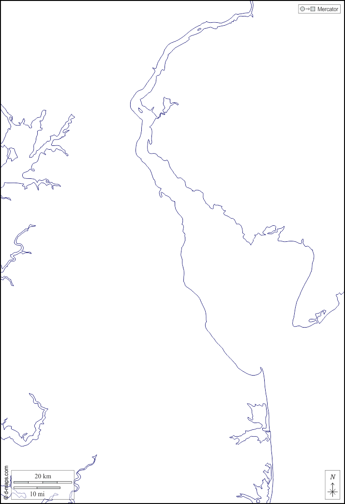 Delaware : d-maps.com: mappa gratuita, mappa muta gratuita, cartina muta gratuita : litorali, bianco