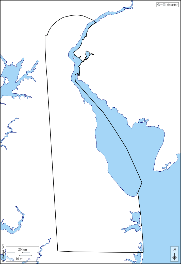 Delaware : d-maps.com: free map, free blank map, free outline map, free base map : coasts, limits