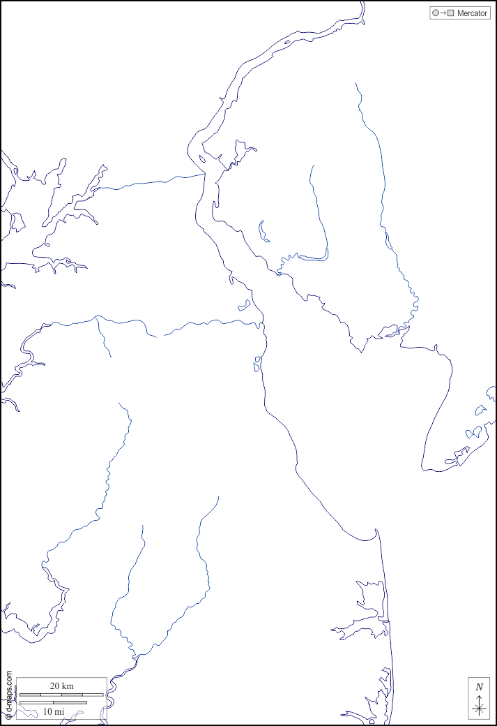Delaware : d-maps.com: free map, free blank map, free outline map, free base map : coasts, hydrography, white