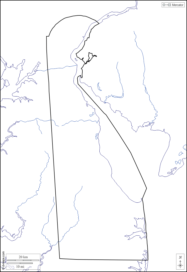 Delaware : d-maps.com: mappa gratuita, mappa muta gratuita, cartina muta gratuita : litorali, limiti, idrografia, bianco