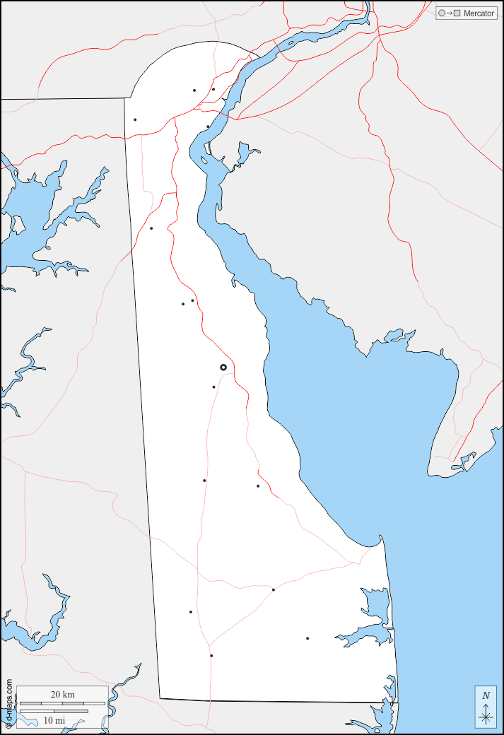 Delaware : d-maps.com: mappa gratuita, mappa muta gratuita, cartina muta gratuita : frontiere, principali città, strade