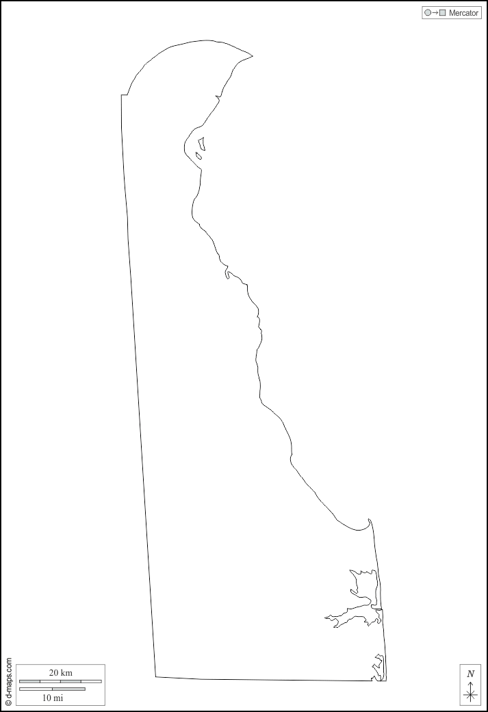 Delaware : d-maps.com: carte géographique gratuite, carte géographique muette gratuite, carte vierge gratuite, fond de carte gratuit, formats graphiques courants : contours, blanc