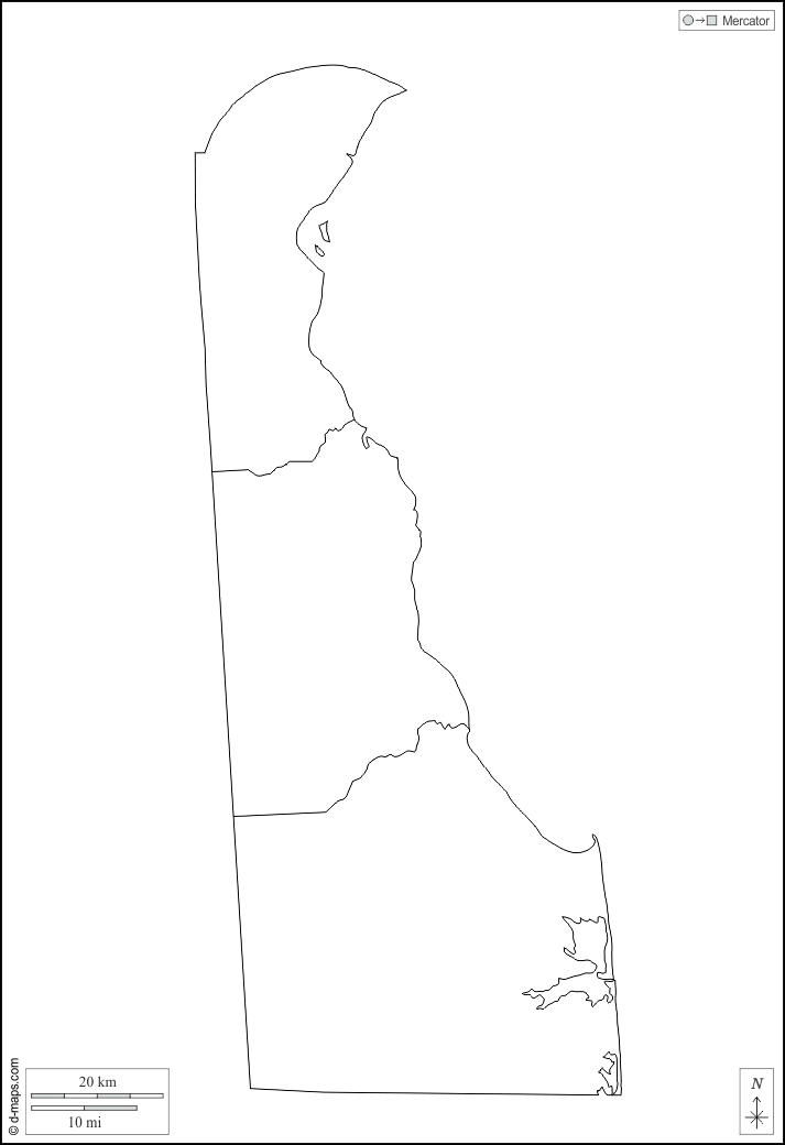 Делавэр : d-maps.com: Бесплатная карта, бесплатная карта, свободная карта, Бесплатная базовая карта
 : контур, округов, Белый
