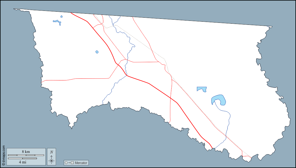 Contea di Hamilton : d-maps.com: mappa gratuita, mappa muta gratuita, cartina muta gratuita : contorni, idrografia, strade