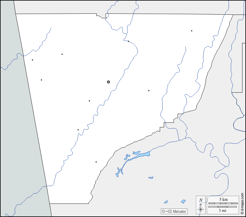 Contea di Chattooga : d-maps.com: mappa gratuita, mappa muta gratuita, cartina muta gratuita : frontiere, idrografia, principali città
