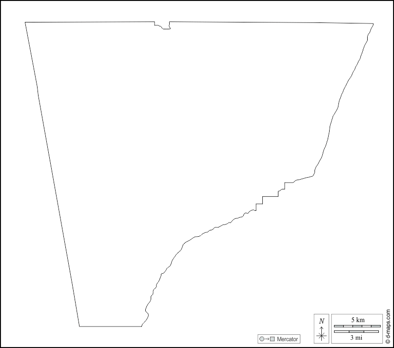 Contea di Chattooga : d-maps.com: mappa gratuita, mappa muta gratuita, cartina muta gratuita : contorni, bianco