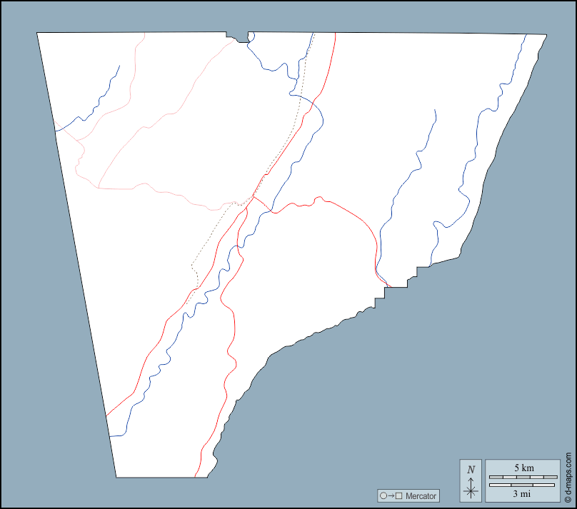 Contea di Chattooga : d-maps.com: mappa gratuita, mappa muta gratuita, cartina muta gratuita : contorni, idrografia, strade