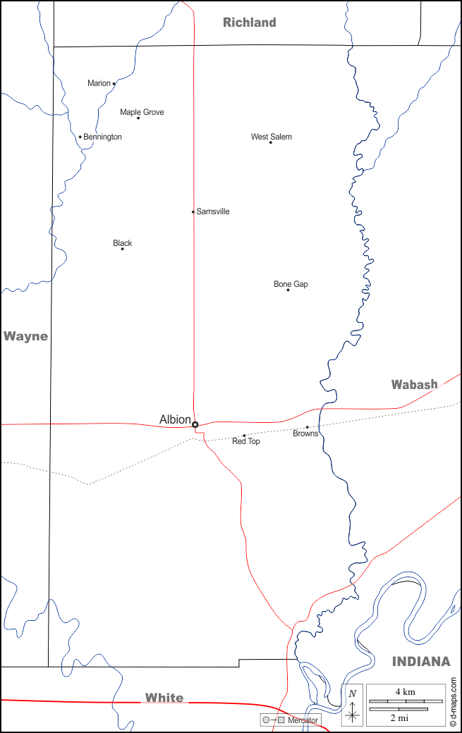 Contea di Edwards : d-maps.com: mappa gratuita, mappa muta gratuita, cartina muta gratuita : frontiere, idrografia, principali città, strade, nomi, bianco