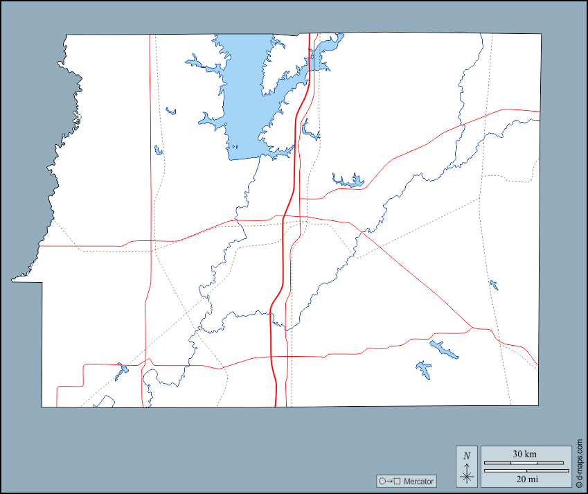 Contea di Franklin : d-maps.com: mappa gratuita, mappa muta gratuita, cartina muta gratuita : contorni, idrografia, strade