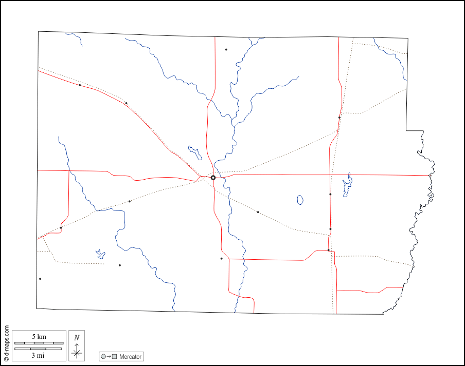 Contea di Perry : d-maps.com: mappa gratuita, mappa muta gratuita, cartina muta gratuita : contorni, idrografia, principali città, strade, bianco