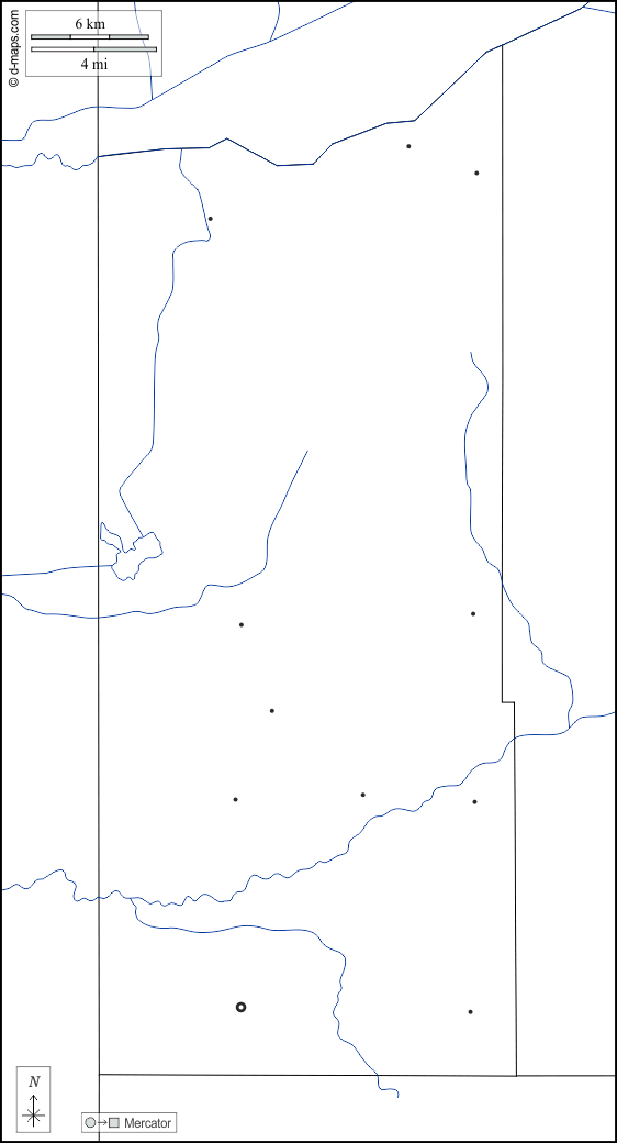 Contea di Newton : d-maps.com: mappa gratuita, mappa muta gratuita, cartina muta gratuita : frontiere, idrografia, principali città, bianco