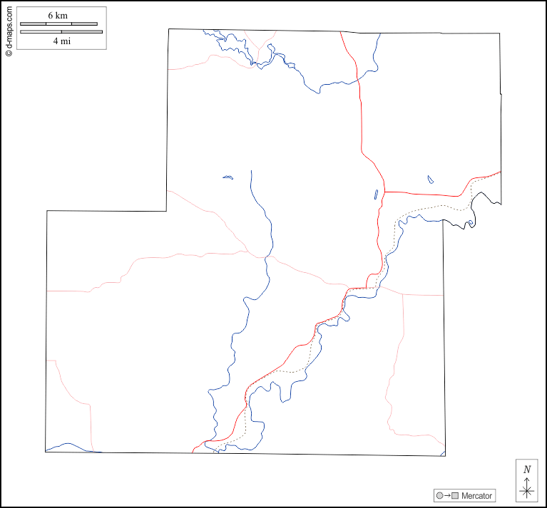 Contea di Owen : d-maps.com: mappa gratuita, mappa muta gratuita, cartina muta gratuita : contorni, idrografia, strade, bianco