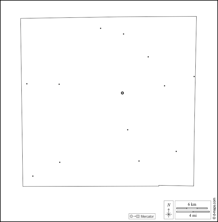 Contea di Randolph : d-maps.com: mappa gratuita, mappa muta gratuita, cartina muta gratuita : contorni, principali città, bianco