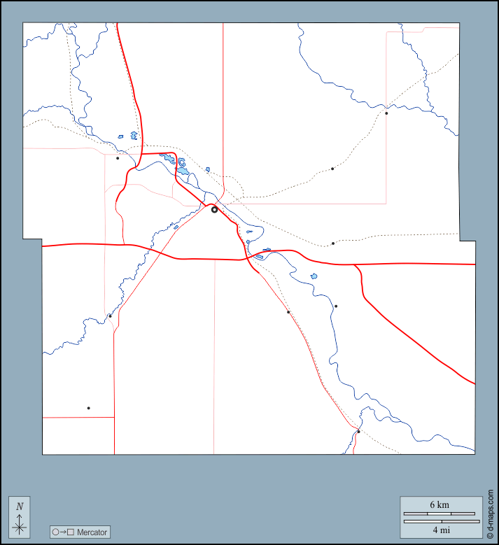 Contea di Black Hawk : d-maps.com: mappa gratuita, mappa muta gratuita, cartina muta gratuita : contorni, idrografia, principali città, strade