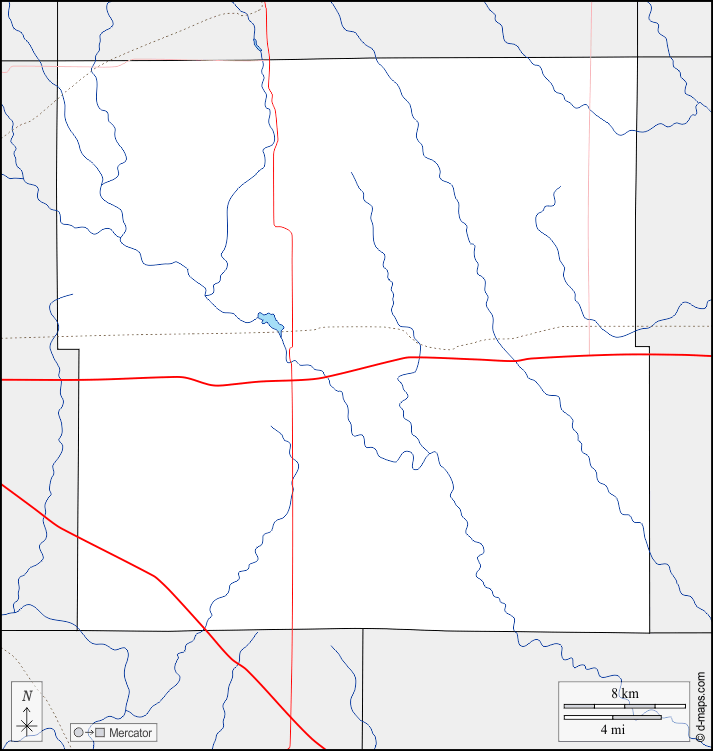 Contea di Buchanan : d-maps.com: mappa gratuita, mappa muta gratuita, cartina muta gratuita : frontiere, idrografia, strade