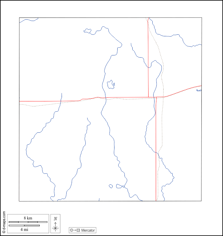 Contea di Hancock : d-maps.com: mappa gratuita, mappa muta gratuita, cartina muta gratuita : contorni, idrografia, strade, bianco