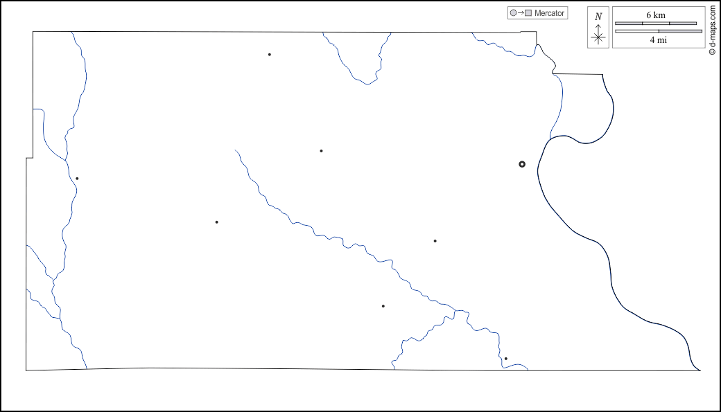 Contea di Atchison : d-maps.com: mappa gratuita, mappa muta gratuita, cartina muta gratuita : contorni, idrografia, principali città, bianco