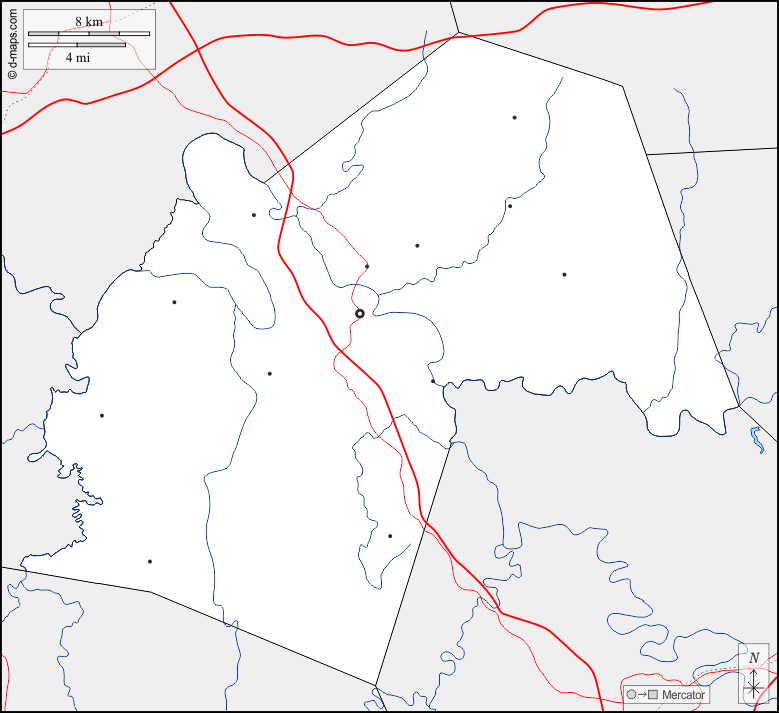 Contea di Butler : d-maps.com: mappa gratuita, mappa muta gratuita, cartina muta gratuita : frontiere, idrografia, principali città, strade