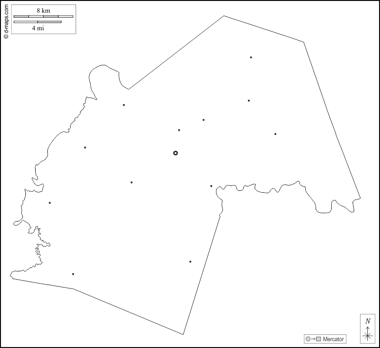 Contea di Butler : d-maps.com: mappa gratuita, mappa muta gratuita, cartina muta gratuita : contorni, principali città, bianco