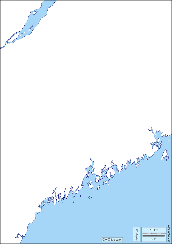 Maine : d-maps.com: mapa livre, mapa em branco livre, mapa livre do esboço, mapa básico livre
 : costas