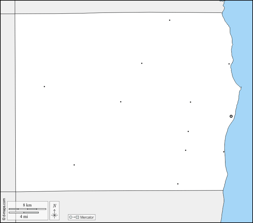 Contea di Alcona : d-maps.com: mappa gratuita, mappa muta gratuita, cartina muta gratuita : frontiere, principali città