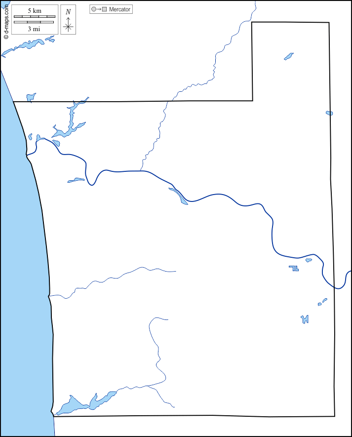Contea di Ottawa : d-maps.com: mappa gratuita, mappa muta gratuita, cartina muta gratuita : litorali, limiti, idrografia