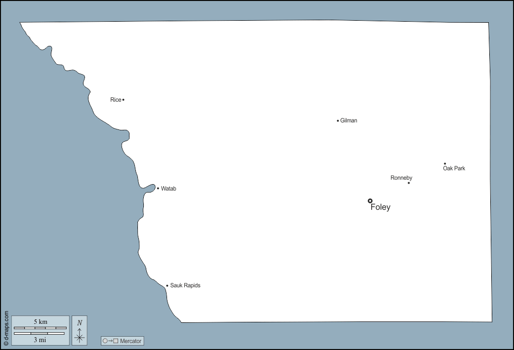 Contea di Benton : d-maps.com: mappa gratuita, mappa muta gratuita, cartina muta gratuita : contorni, principali città, nomi