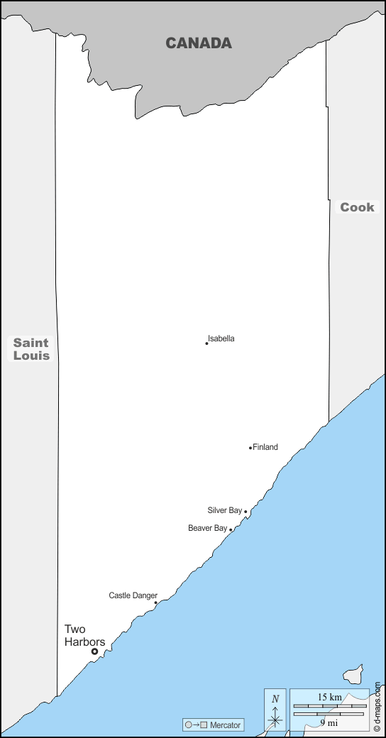 Contea di Lake : d-maps.com: mappa gratuita, mappa muta gratuita, cartina muta gratuita : frontiere, principali città, nomi