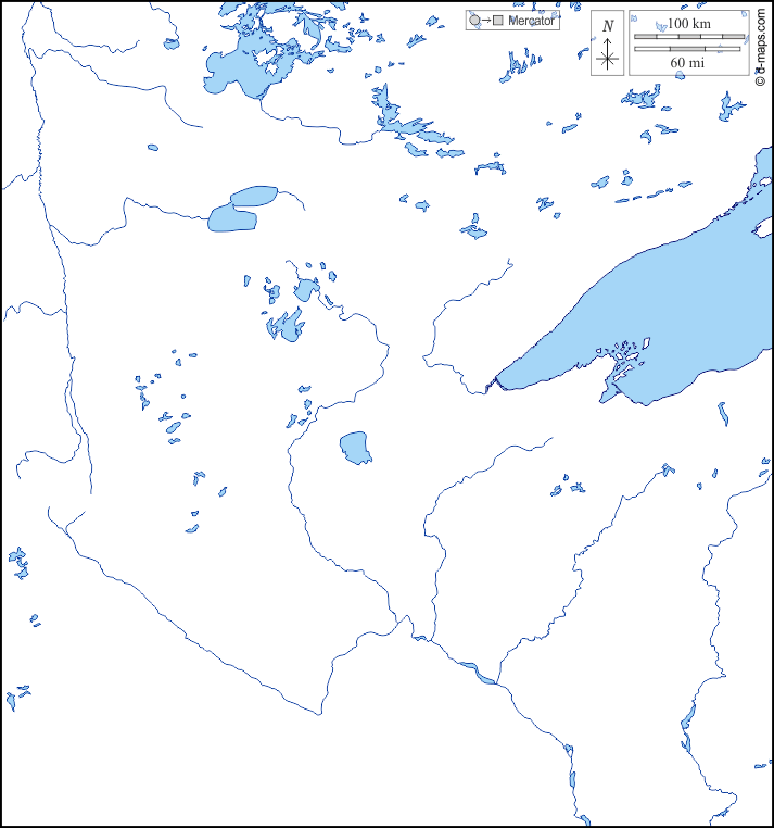Minnesota : d-maps.com: mappa gratuita, mappa muta gratuita, cartina muta gratuita : litorali, idrografia