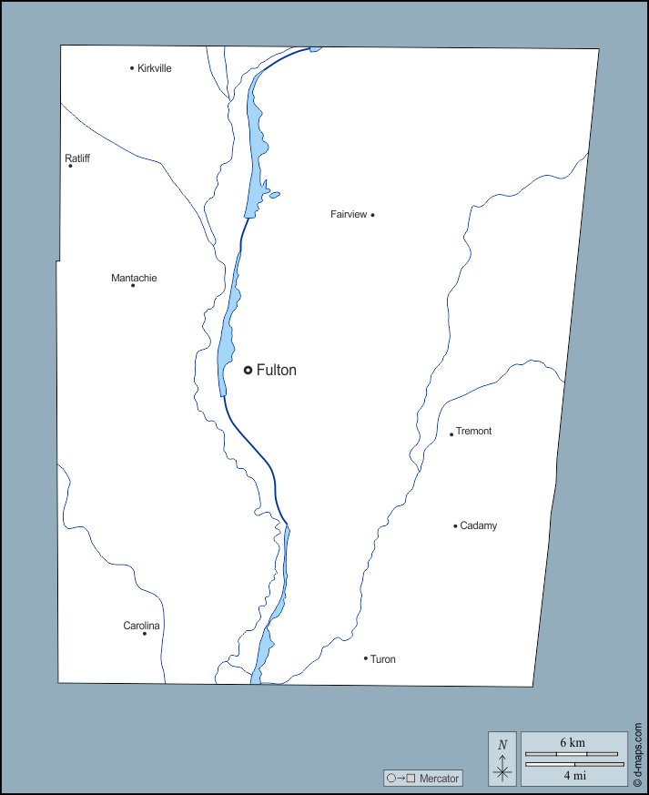 Contea di Itawamba : d-maps.com: mappa gratuita, mappa muta gratuita, cartina muta gratuita : contorni, idrografia, principali città, nomi