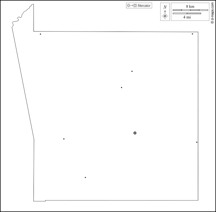 Contea di Scott : d-maps.com: mappa gratuita, mappa muta gratuita, cartina muta gratuita : contorni, principali città, bianco