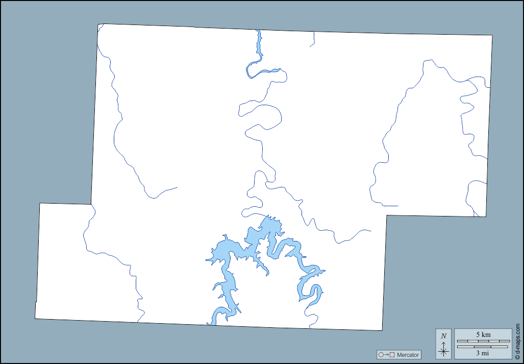 Contea di Hickory : d-maps.com: mappa gratuita, mappa muta gratuita, cartina muta gratuita : contorni, idrografia